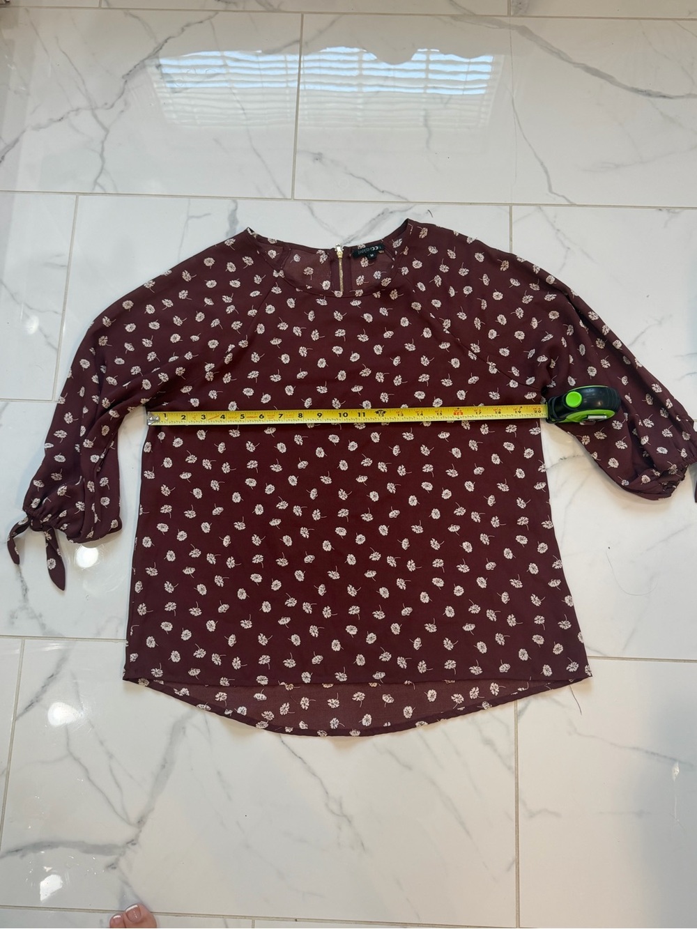 Papermoon Burgundy Floral Tie-Sleeve Blouse
